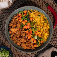 Lekkere verse high protein nasi goreng om spiermassa opbouw te stimuleren in je bulk fase tijdens je dieet